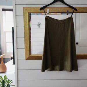 🍁 ~Kate Kasin~ Womens Small Olive Military Green Twirly Skirt Cotton/Spandex